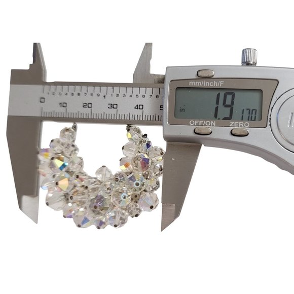 Silver Tone AB Cluster Beaded Crescent Moon Style Brooch Pin E20 - Picture 10 of 11